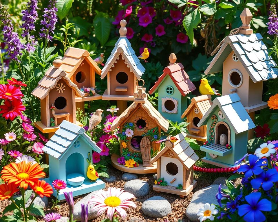 Decoratieve vogelhuisjes voor in de tuin